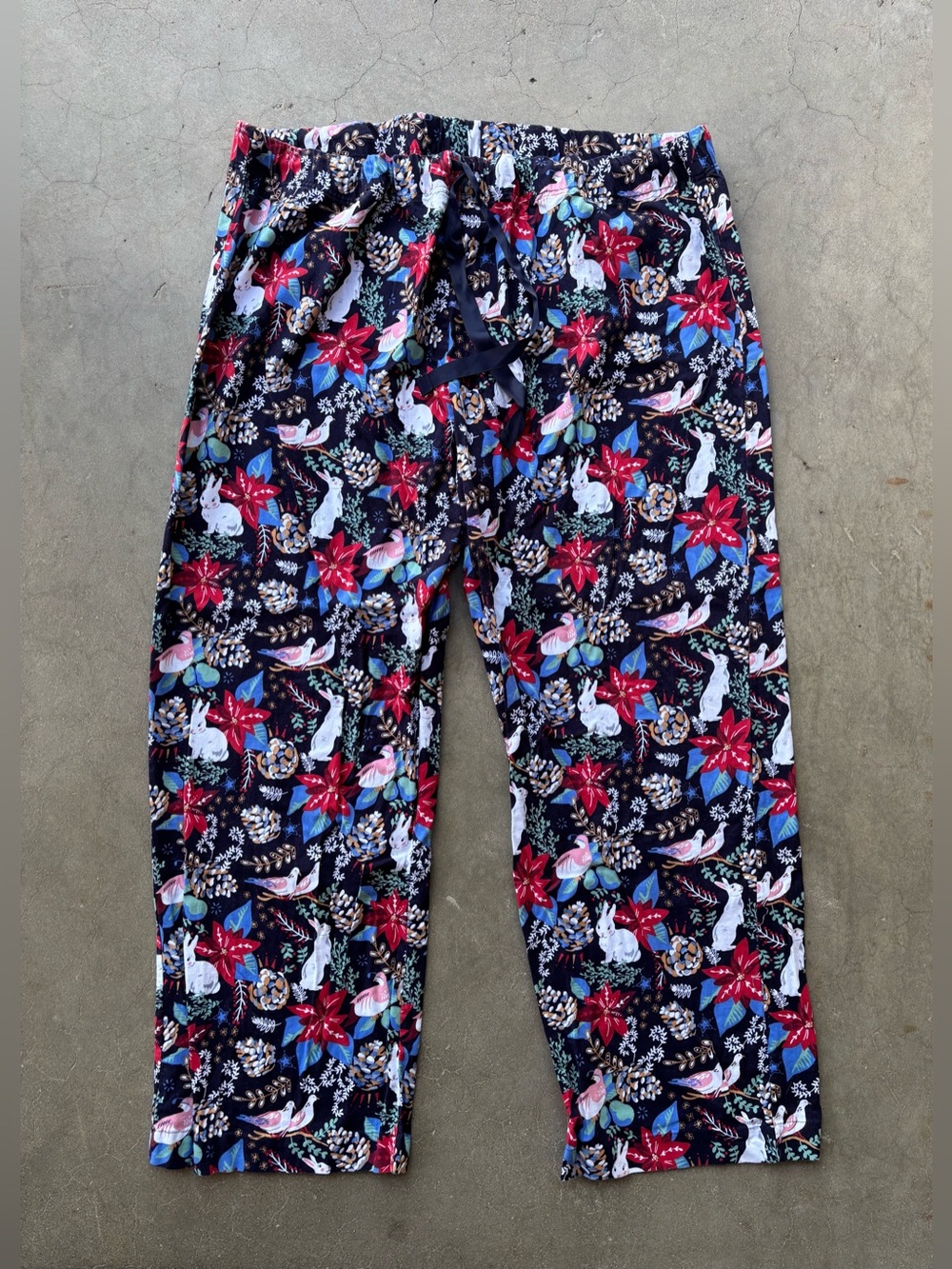 Vera Bradley Winter Forest Holiday Pajama Pants 2XL 100% Cotton Bunny Dove